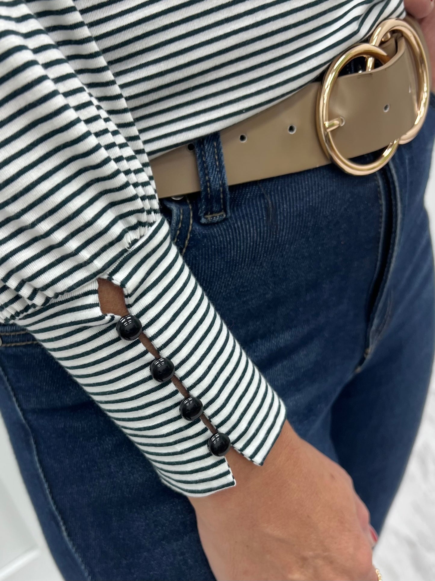 Sullivan Stripe + Button Top