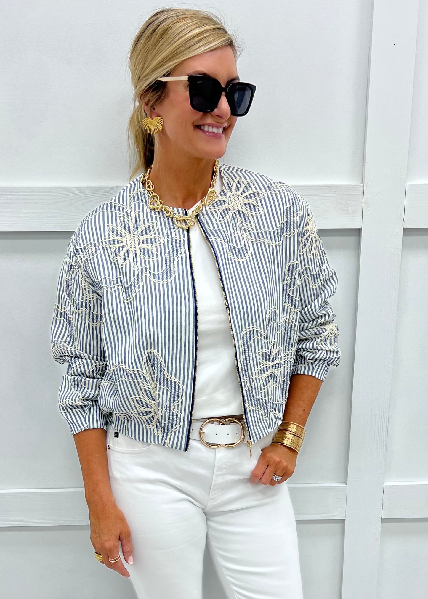 Harbor Stripe + Embroidered Jacket