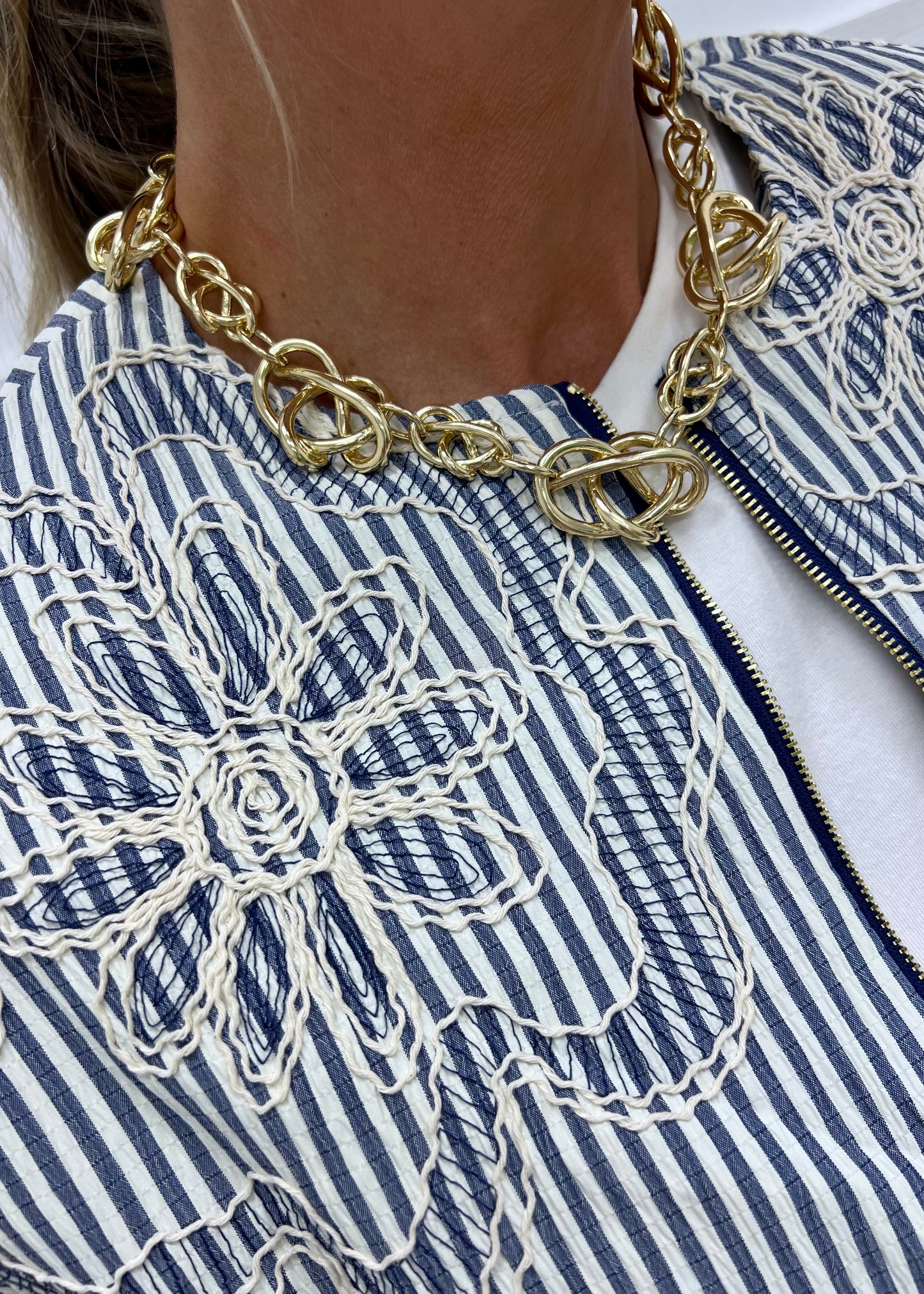 Harbor Stripe + Embroidered Jacket