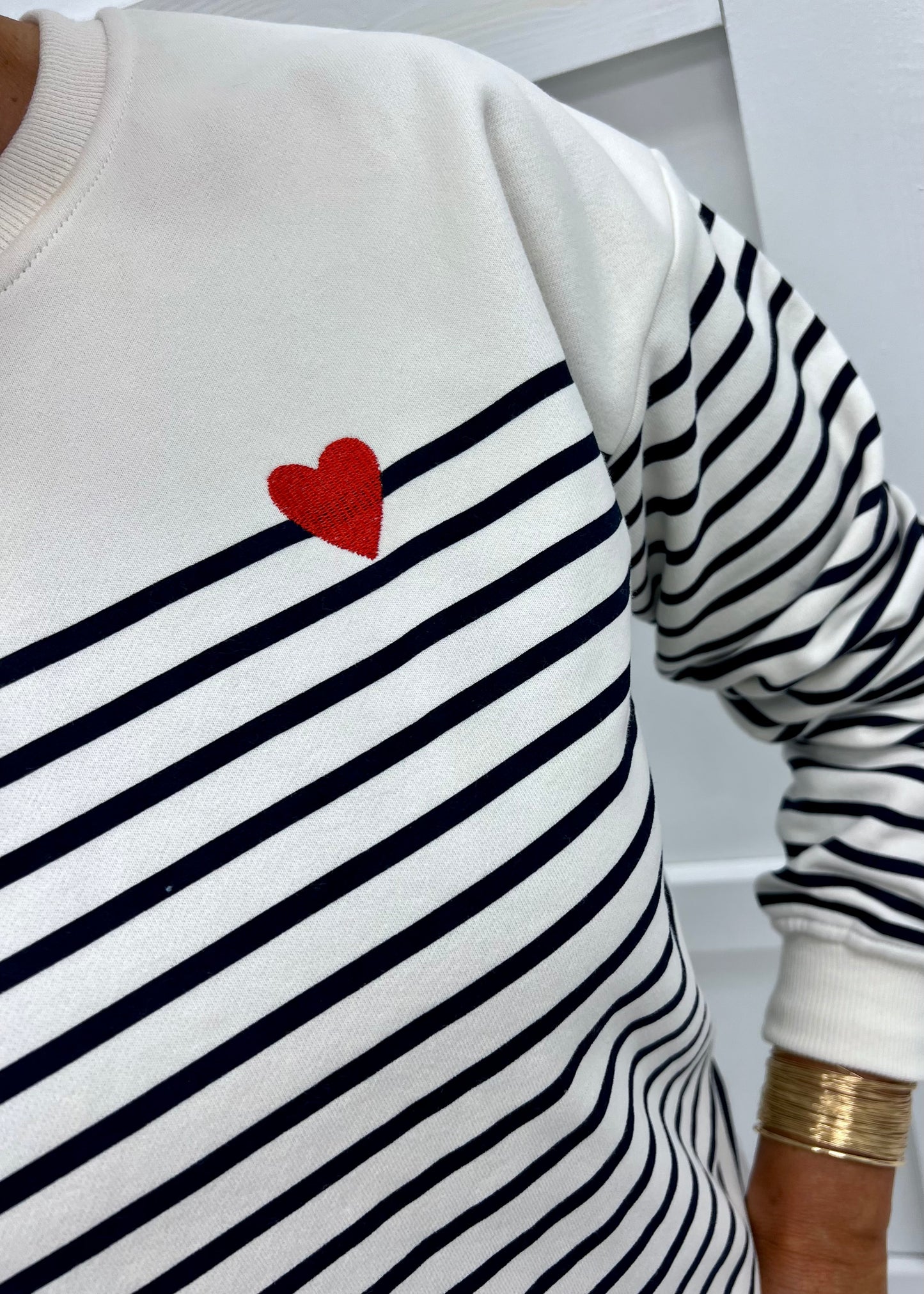 Happy Heart Stripe Sweatshirt