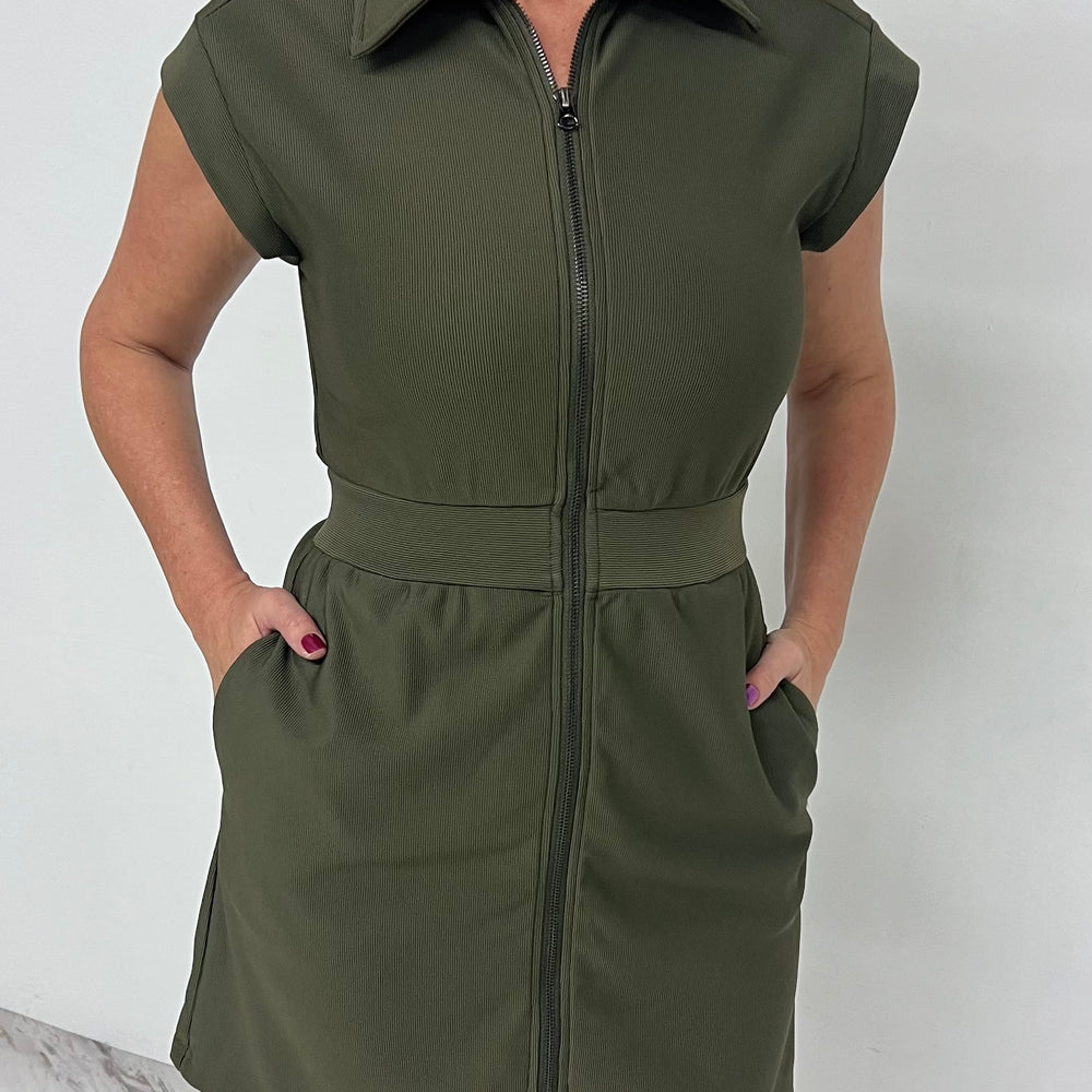 
                  
                    Elle Zip Front Dress (army)
                  
                