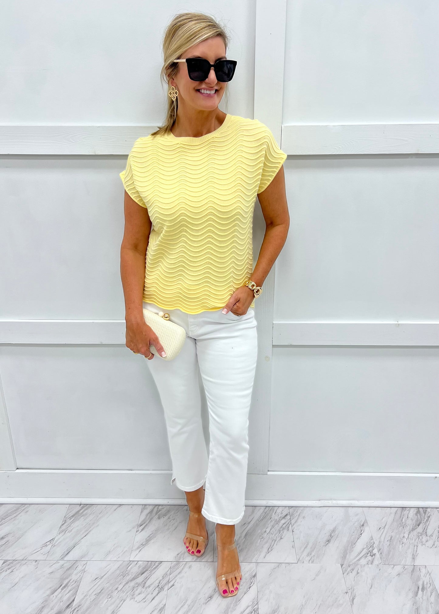 Simone Scallop Pattern Top (Yellow)