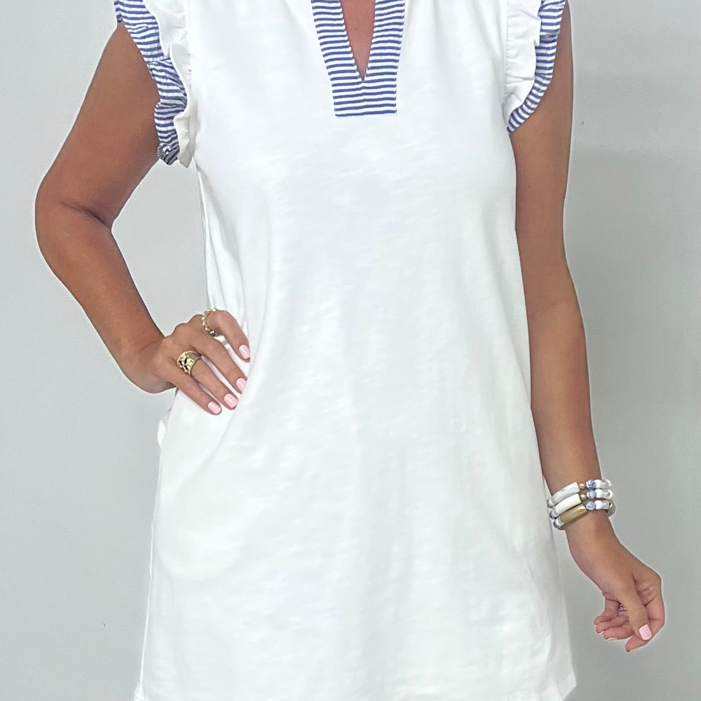 
                  
                    Hepburn White + Stripe Dress
                  
                