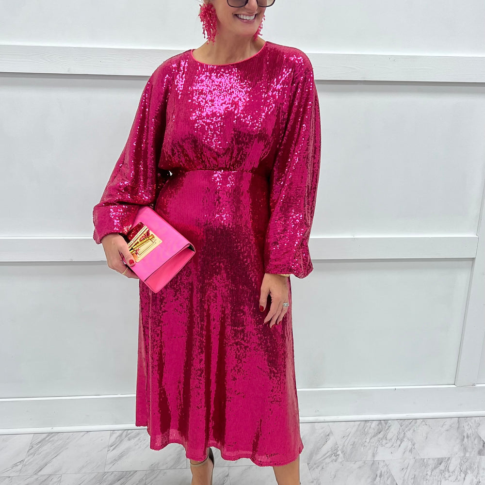 Starlit Fuchsia Sequin Dress