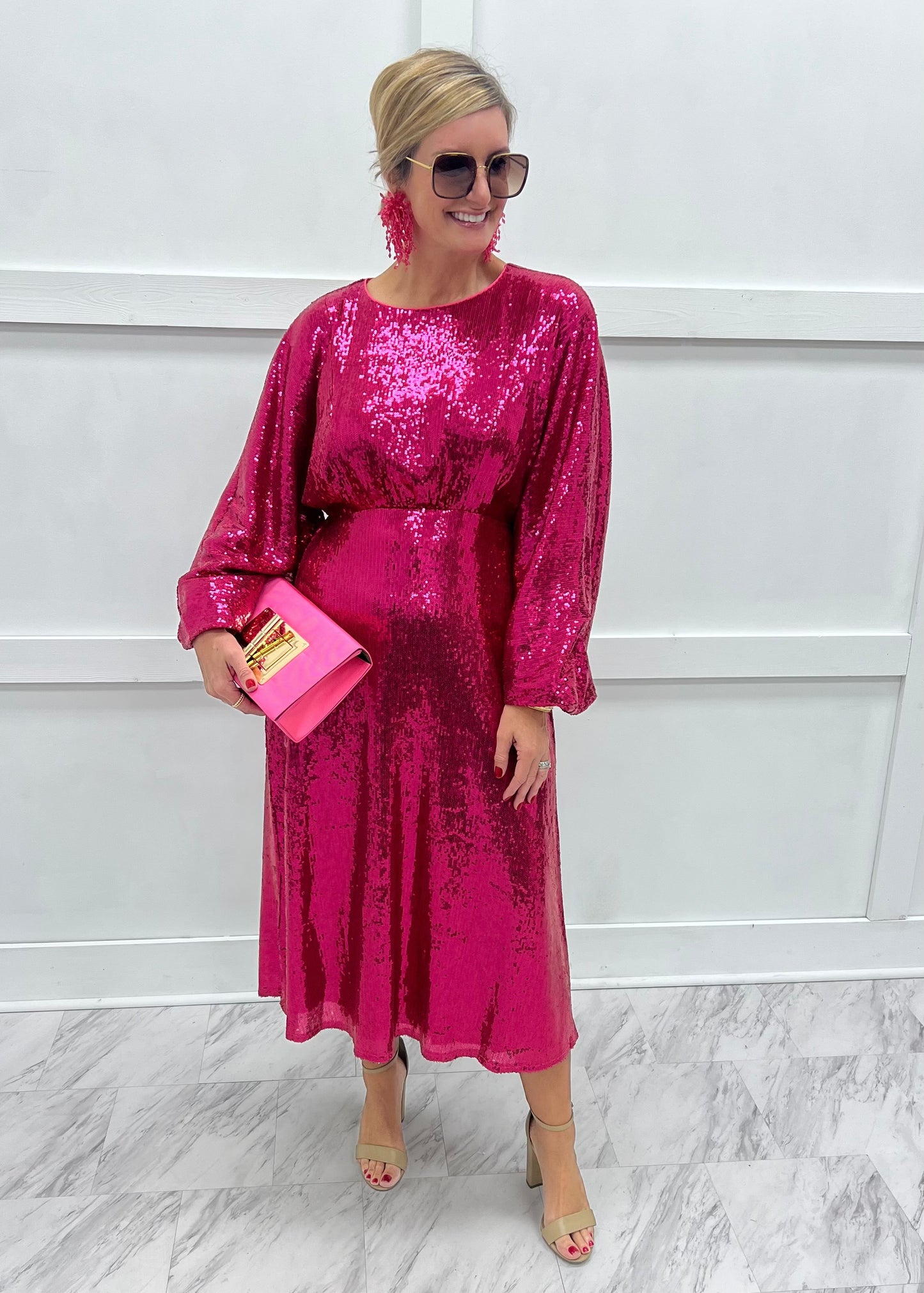 Starlit Fuchsia Sequin Dress-FINAL SALE shop chartreuse Starlit Fuchsia Sequin Dress-FINAL SALE shop chartreuse