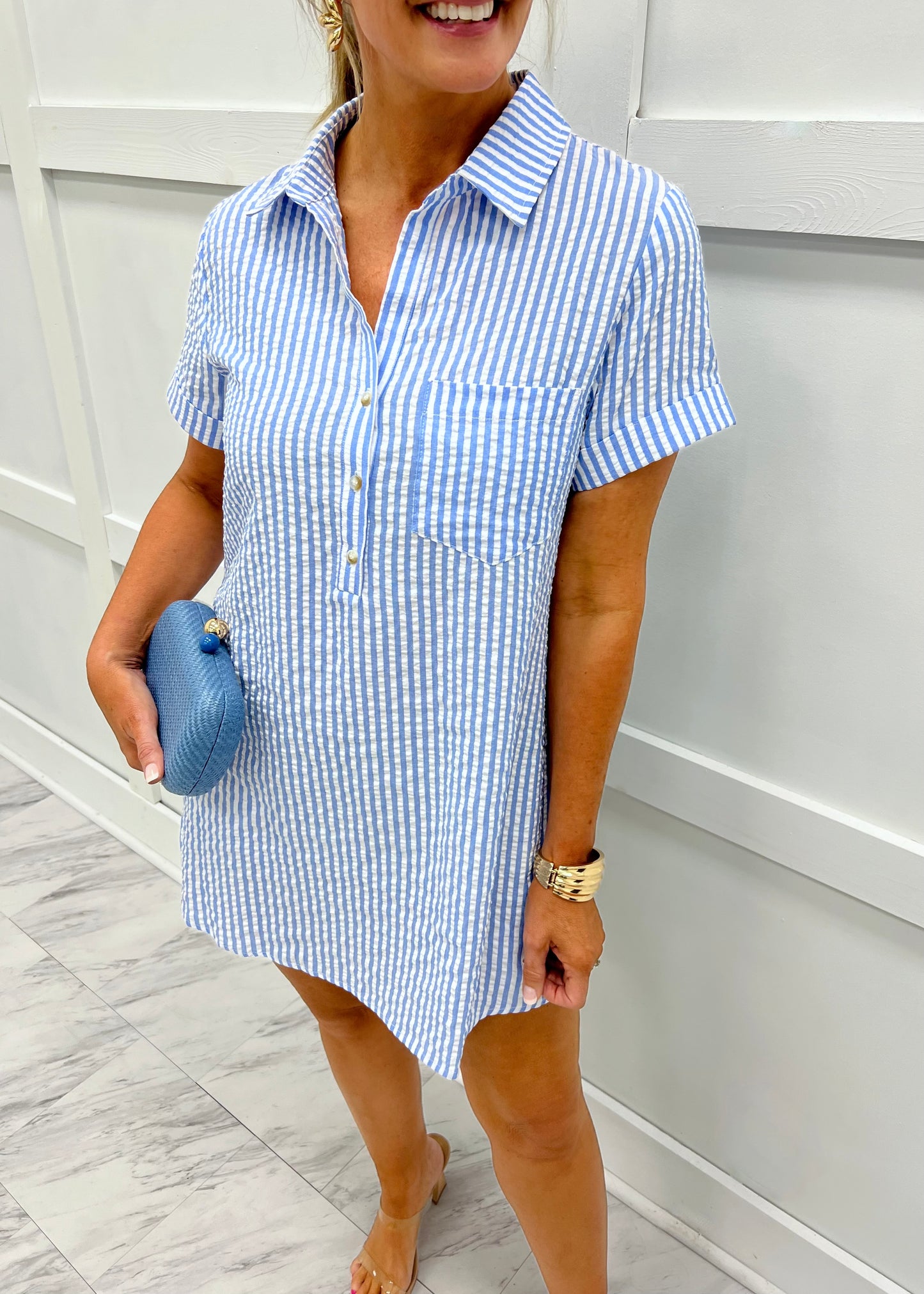 short sleeve seersucker dress Girls checkered short sleeve seersucker dress OffOn