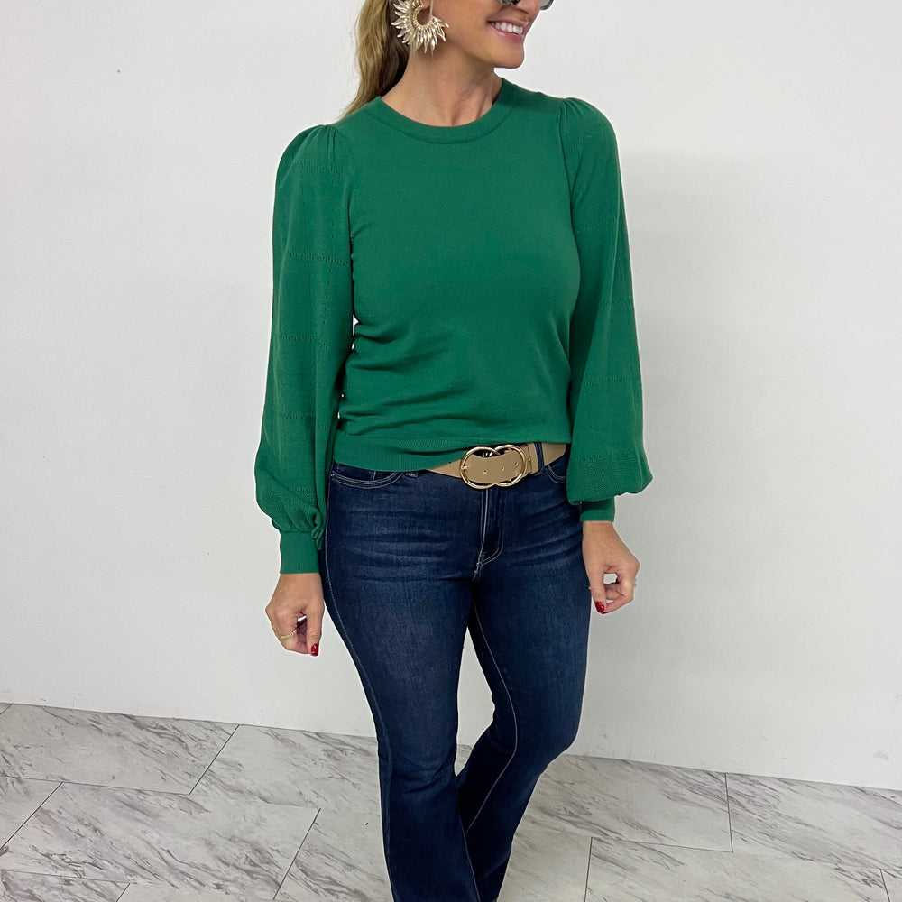 
                  
                    One & Only Pointelle Sweater (Green)
                  
                