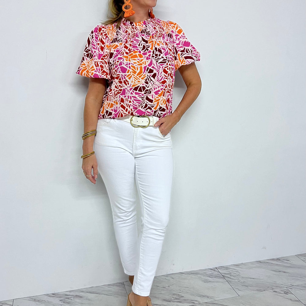 McKenna Print Puff Sleeve Top -- FINAL SALE