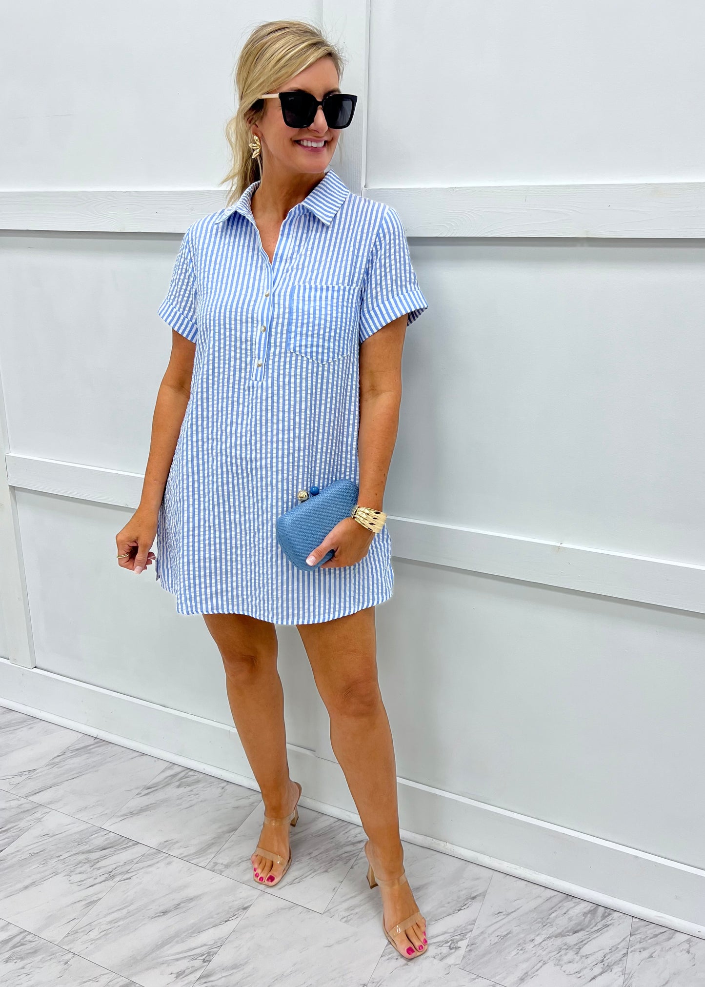 Sunshine + Seersucker Stripe Dress