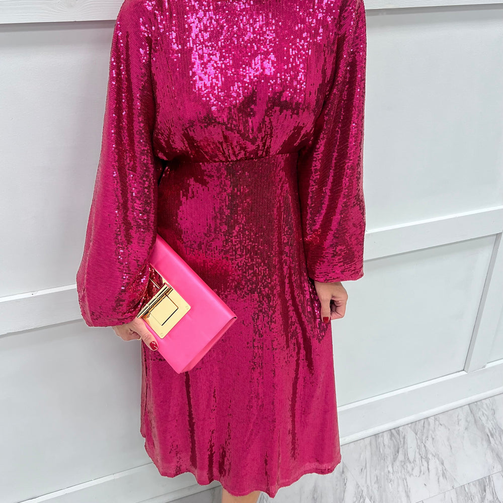 Starlit Fuchsia Sequin Dress