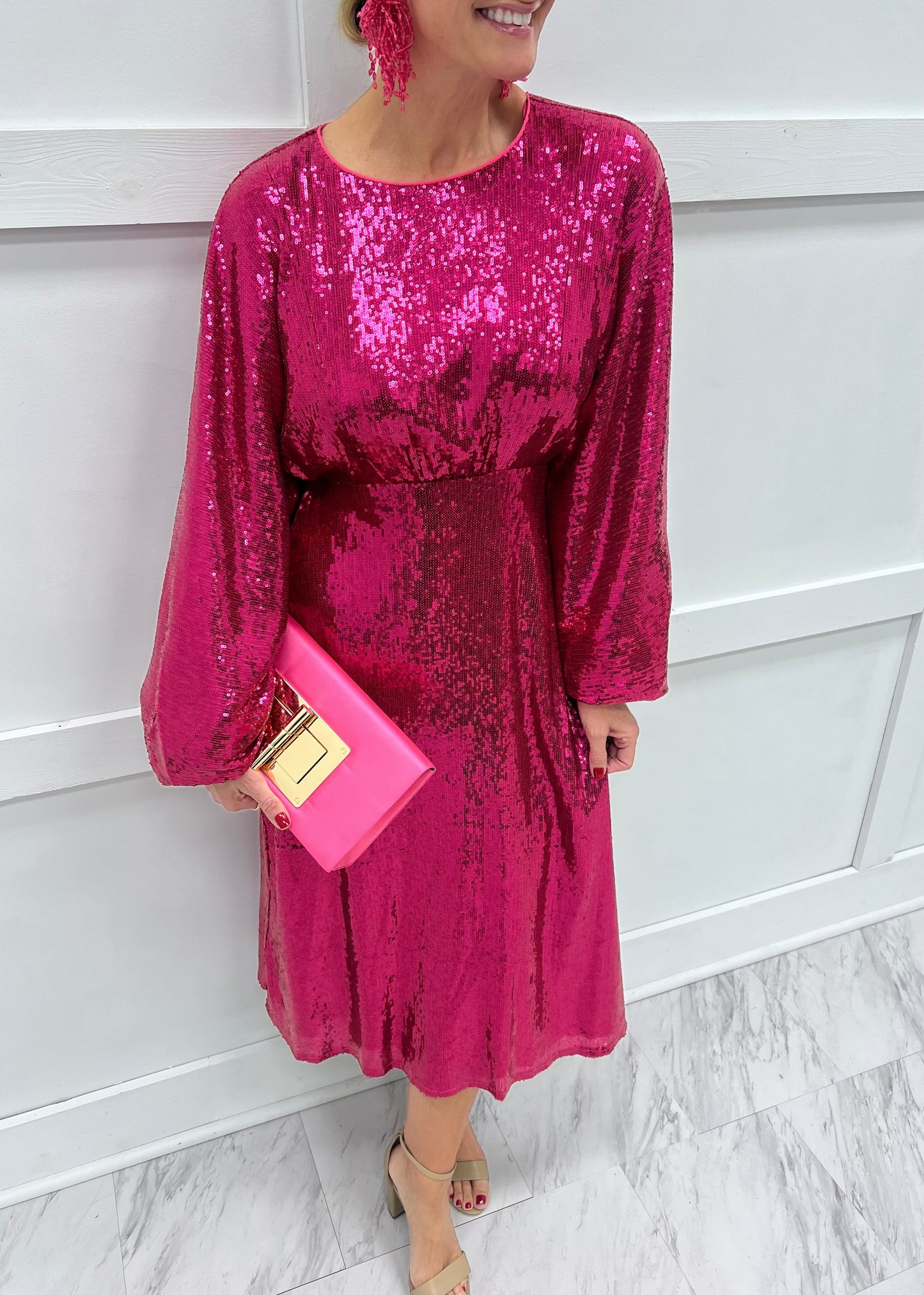 Starlit Fuchsia Sequin Dress-FINAL SALE shop chartreuse Starlit Fuchsia Sequin Dress-FINAL SALE shop chartreuse
