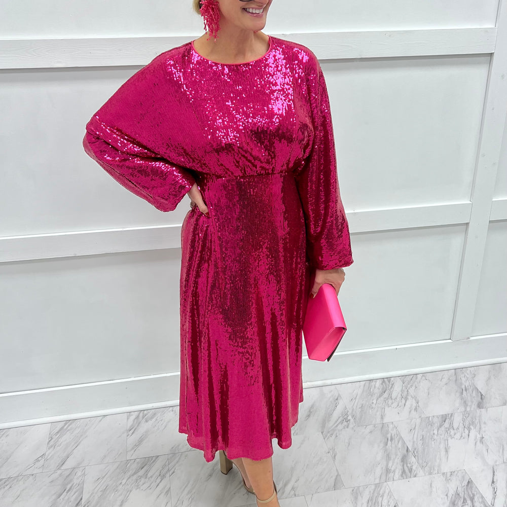 
                  
                    Starlit Fuchsia Sequin Dress
                  
                