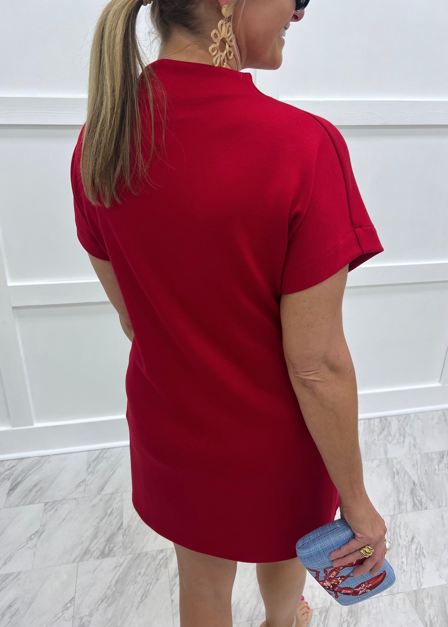red mock neck dress Scout Mock Neck Dress (Red) – shop chartreuse