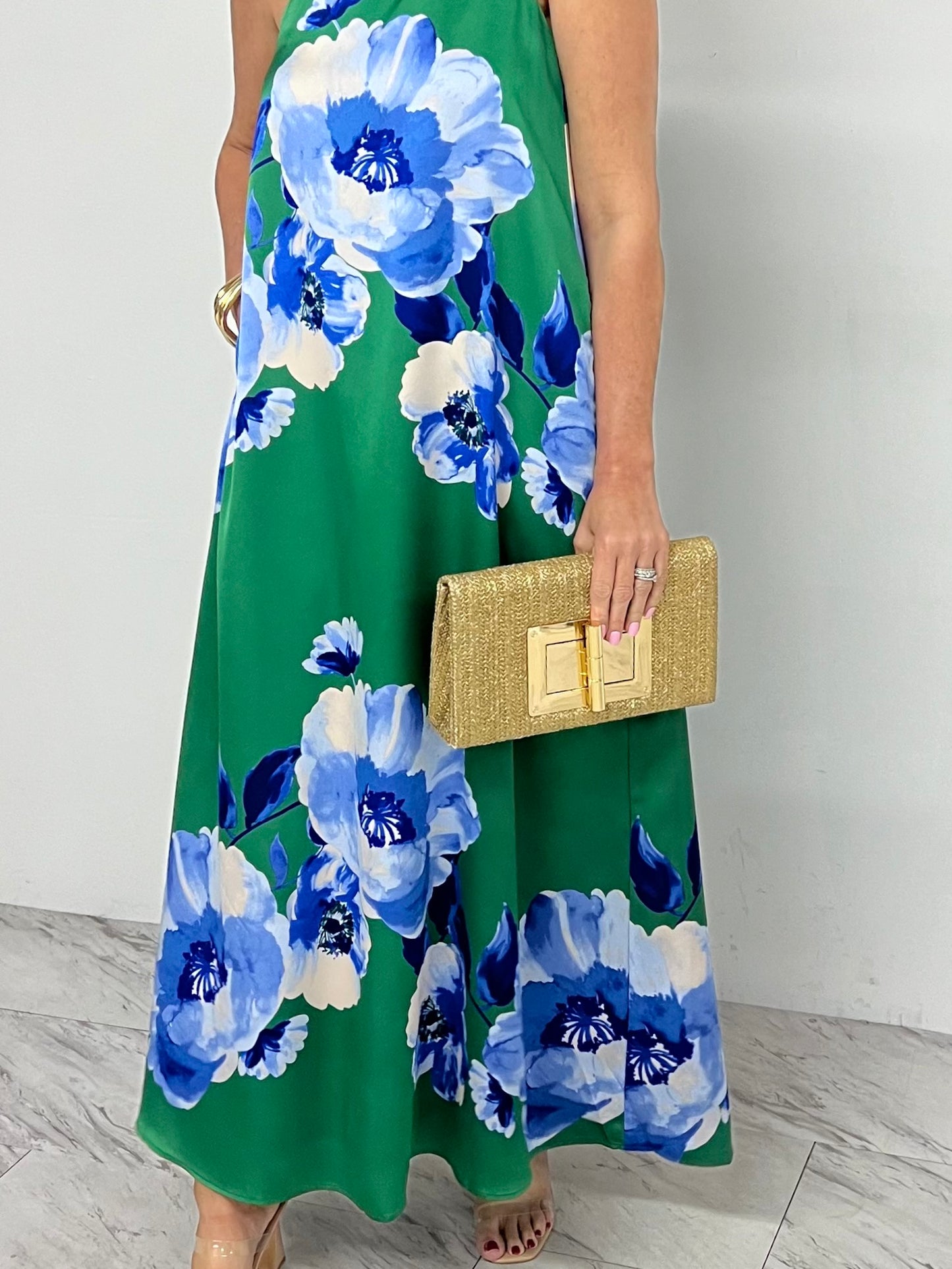 Glenna Green Single Shoulder Maxi Dress