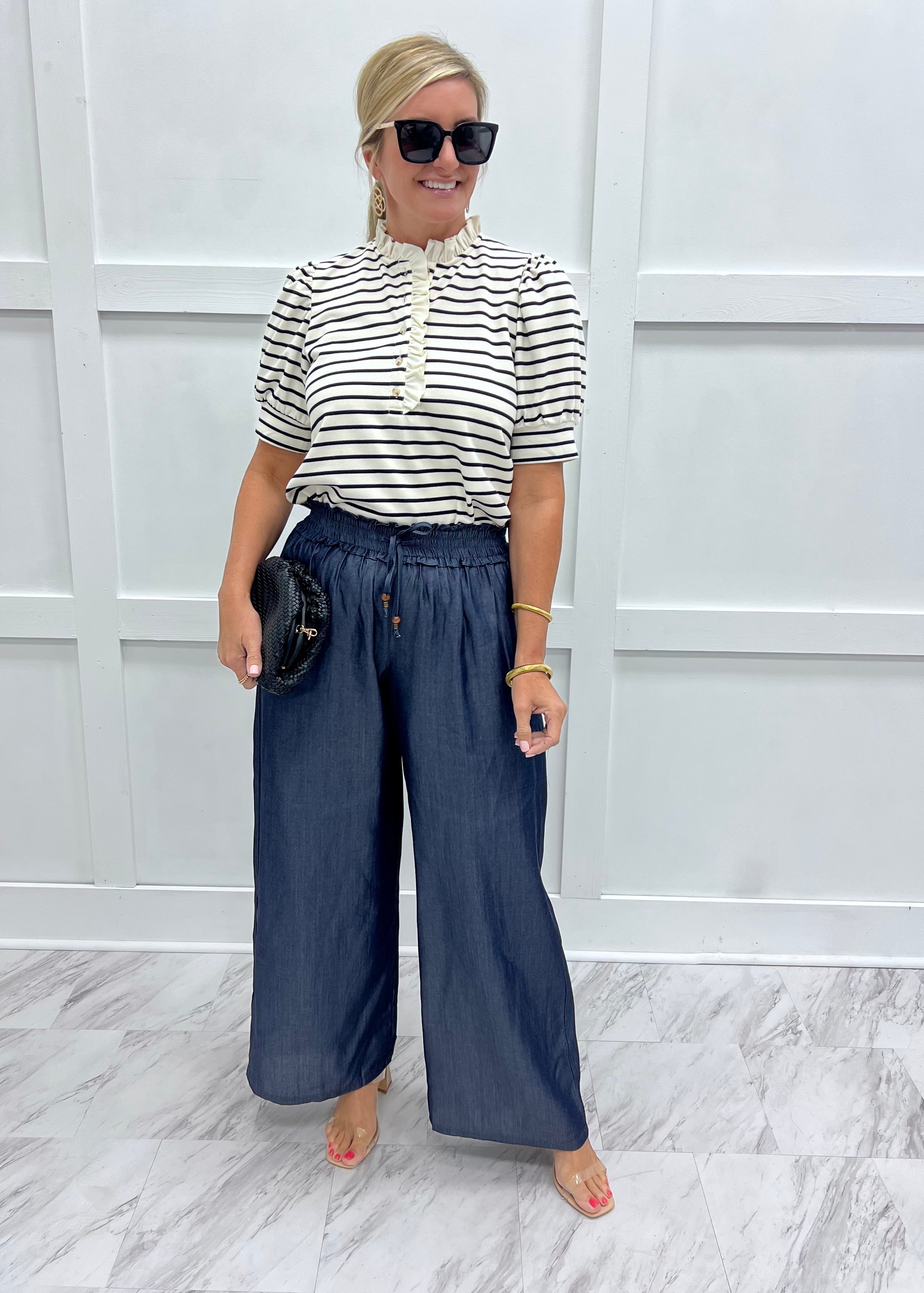 Dawson Dark Denim Drawstring Pants-FINAL SALE – shop chartreuse