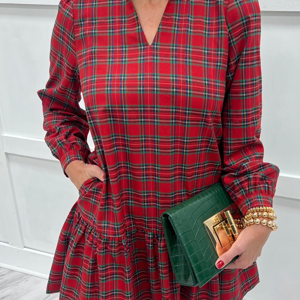 Dashing Dreams Plaid Dress (Red)