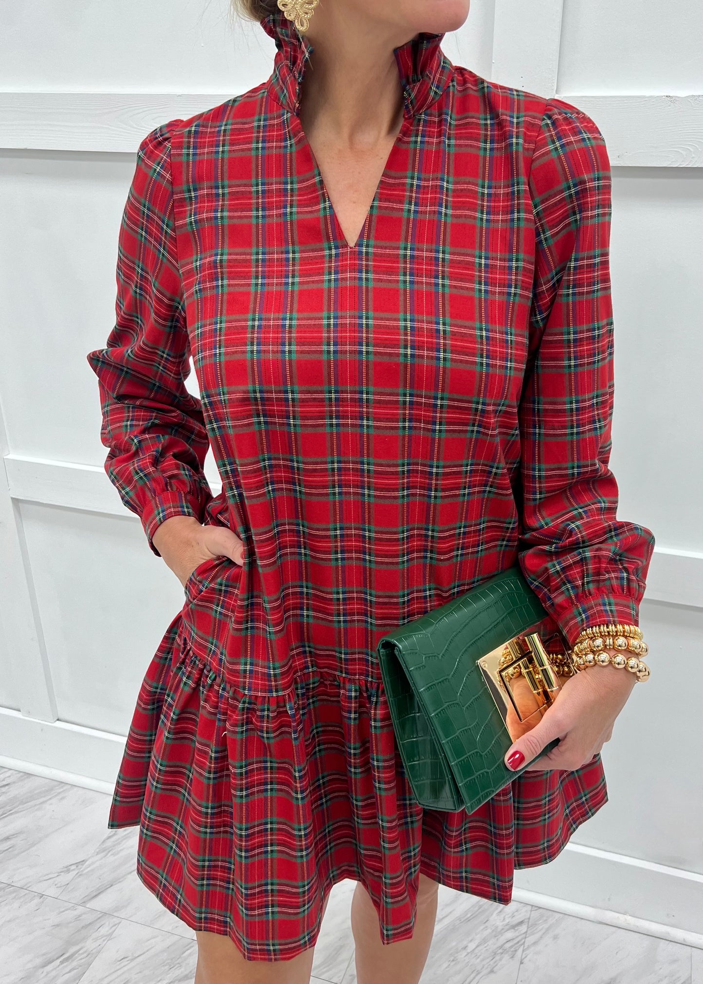Dashing Dreams Plaid Dress (Red)