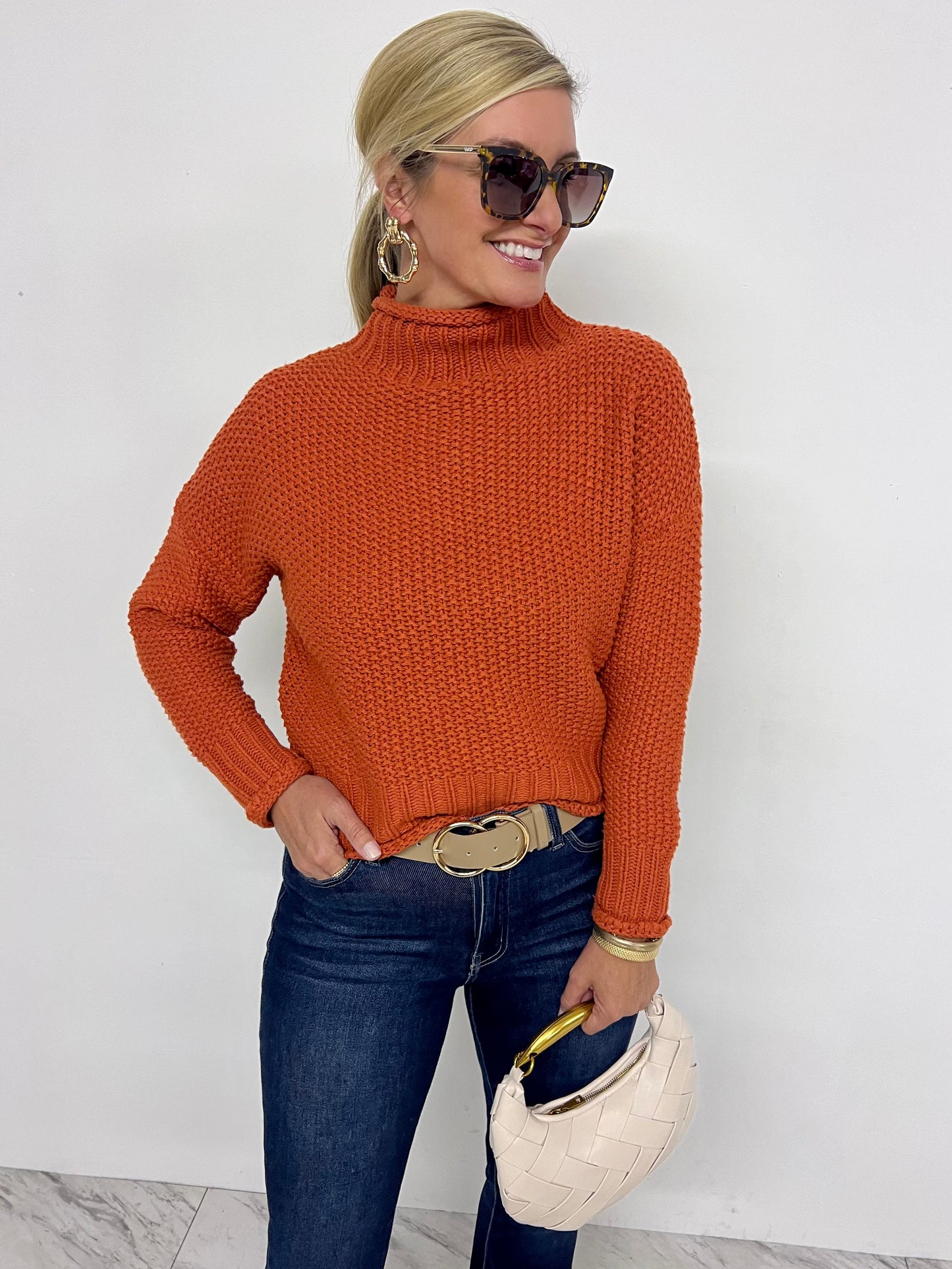 Montana Mock Neck Sweater (rust)