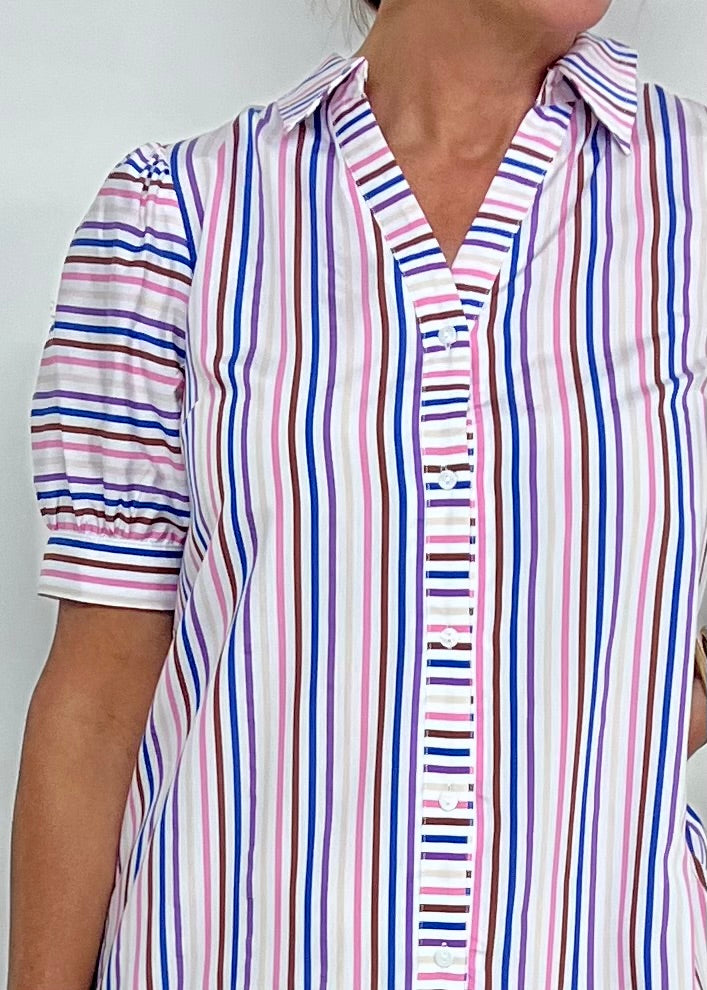 
                  
                    Marlena Multi Stripe Shirt Dress
                  
                