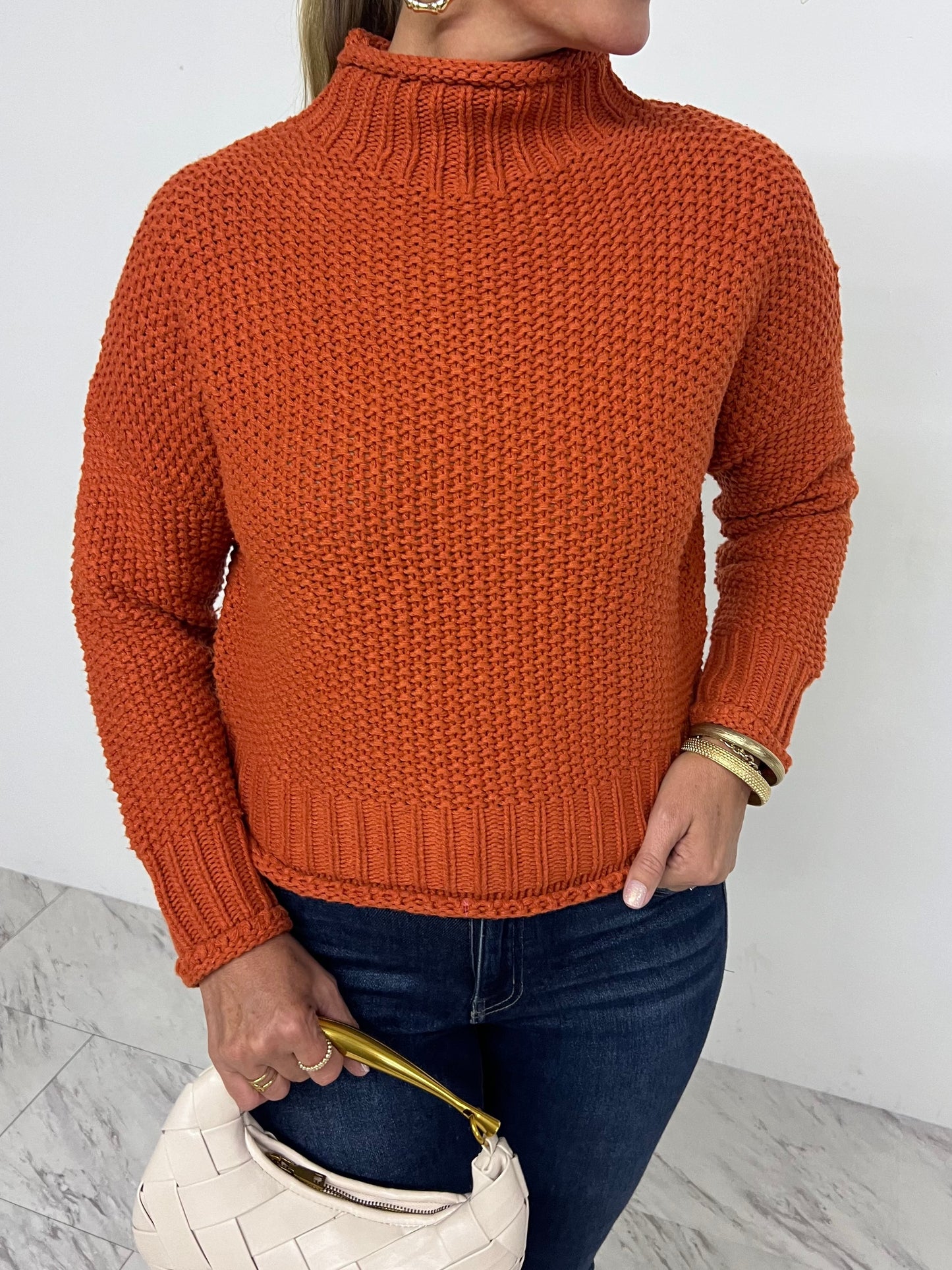 Montana Mock Neck Sweater (rust)