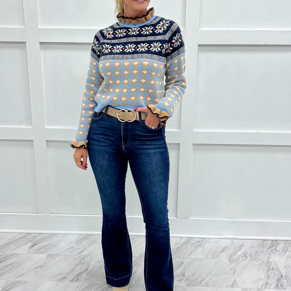 Serenity Ruffle Sweater (Blue)