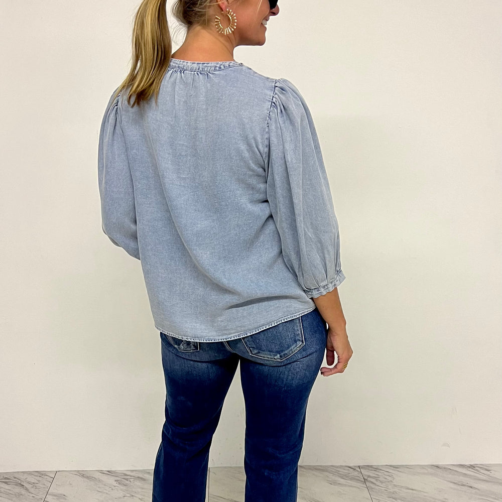 
                  
                    Franklin Denim Bow Top
                  
                