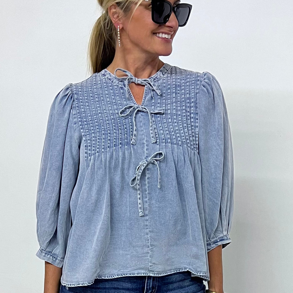 
                  
                    Franklin Denim Bow Top
                  
                