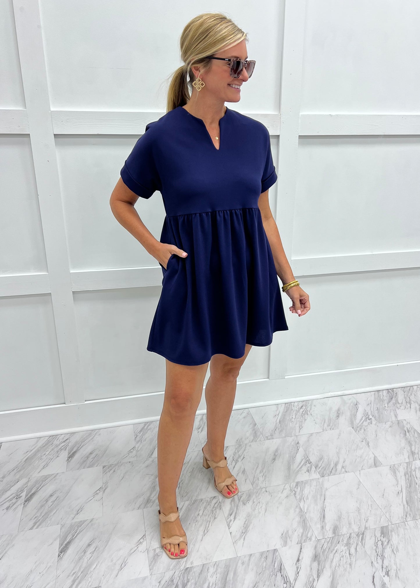 Sonoma Navy Blue V.Neck Dress