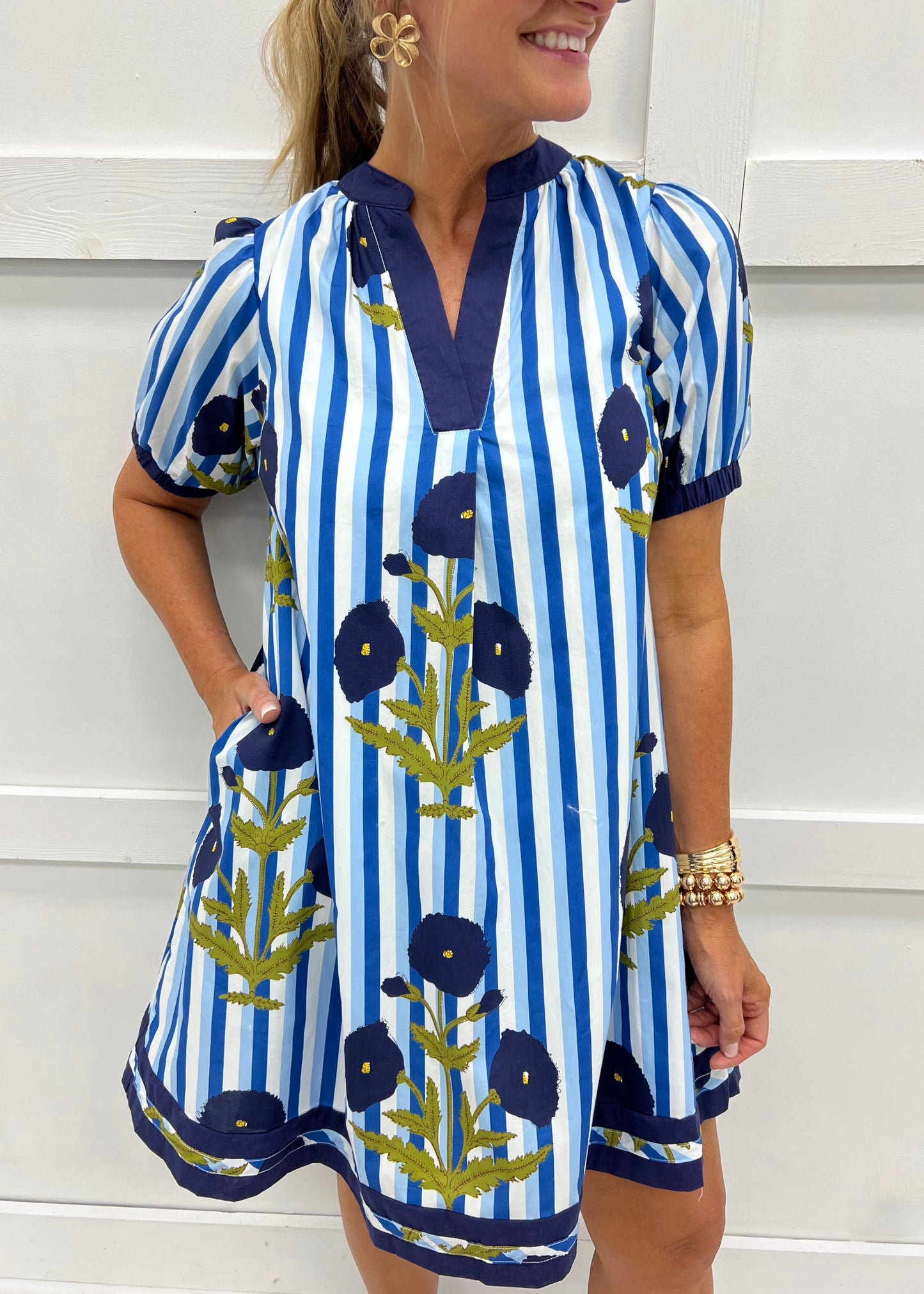 Ocean Flower + Stripe Dress