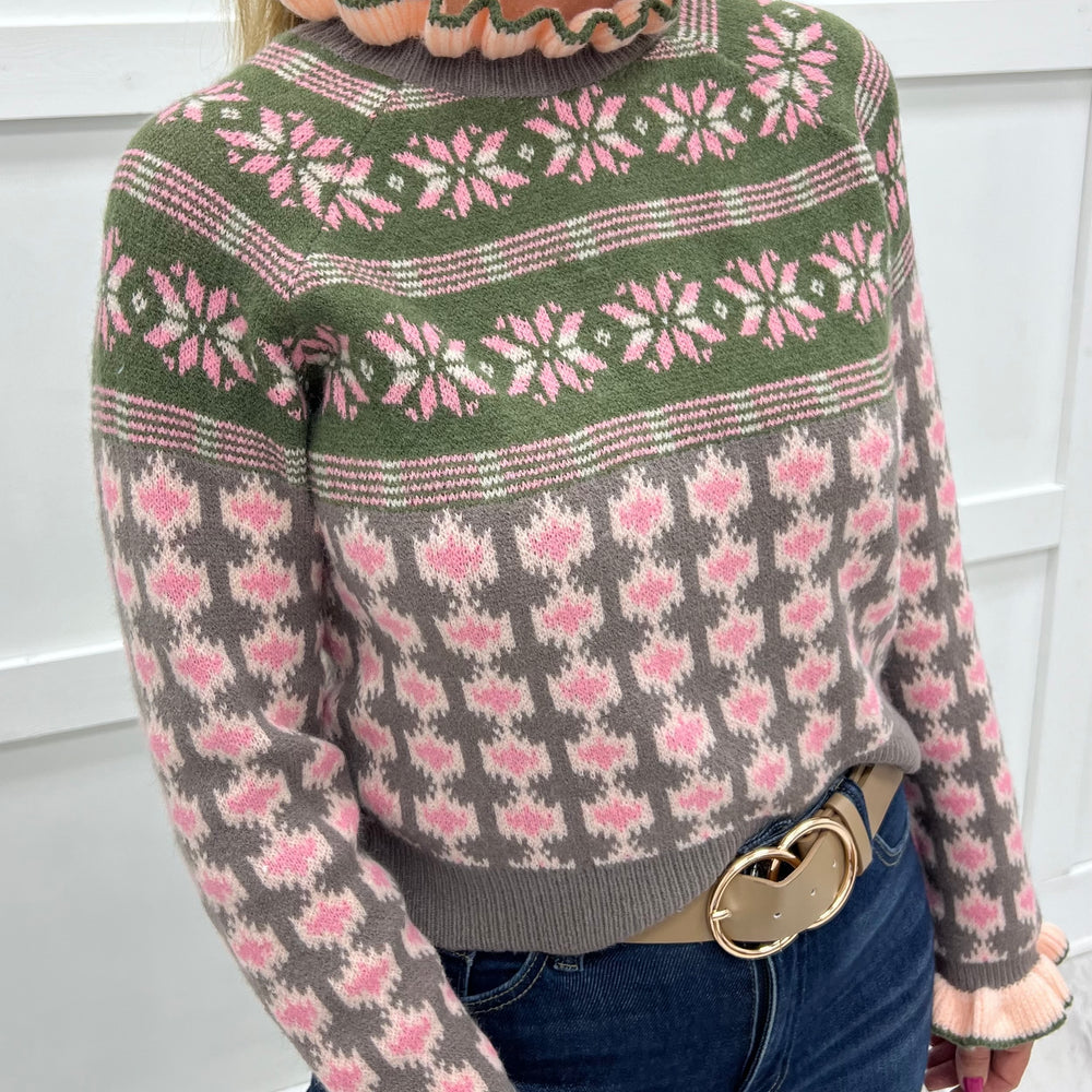 Grace Ruffle Sweater (Pink)
