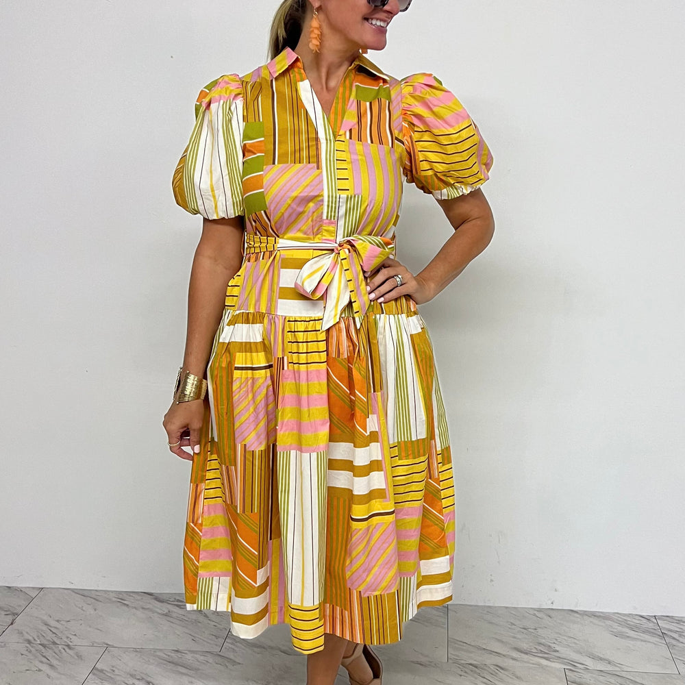 Tristan Stripe Print Midi Dress