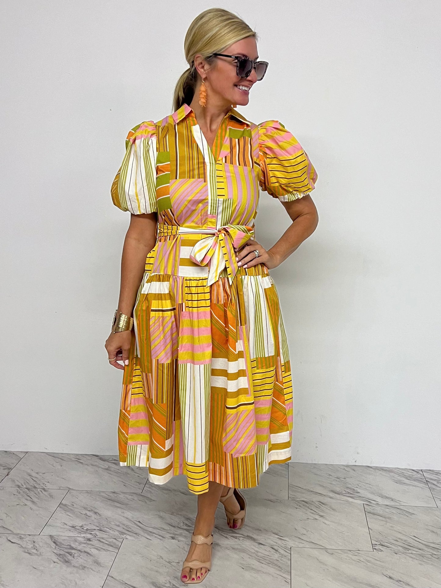 Tristan Stripe Print Midi Dress