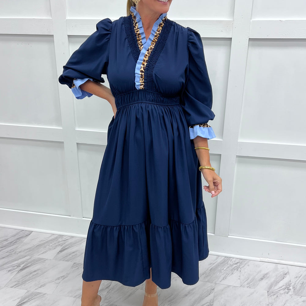 Animal Element Navy Midi Dress