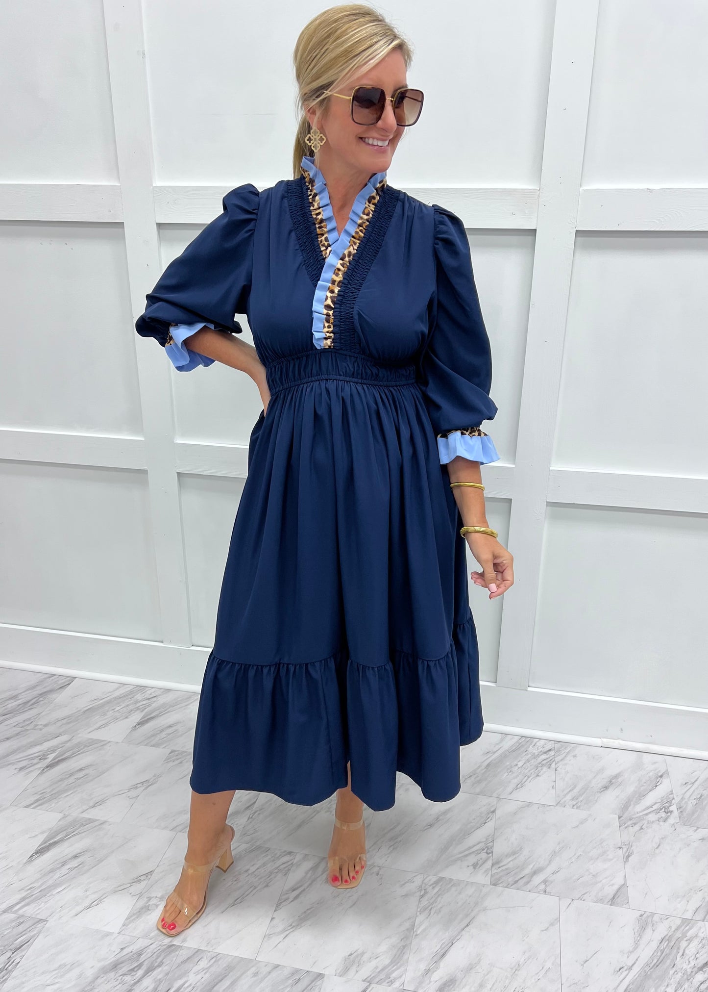 Animal Element Navy Midi Dress