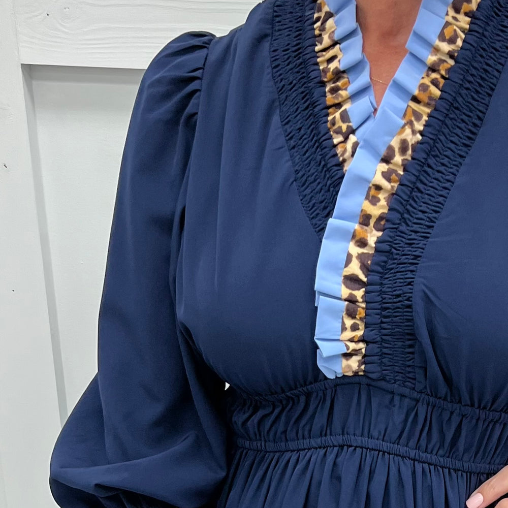 Animal Element Navy Midi Dress