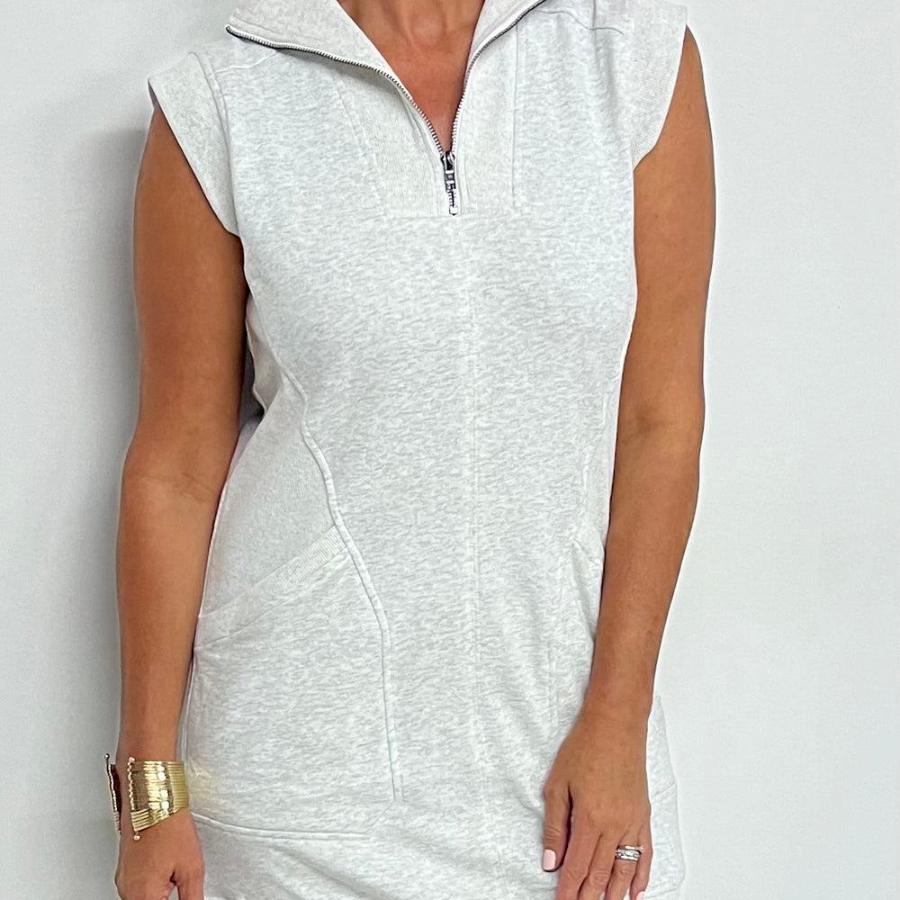 Barrett Zip Front Dress (Grey) -FINAL SALE