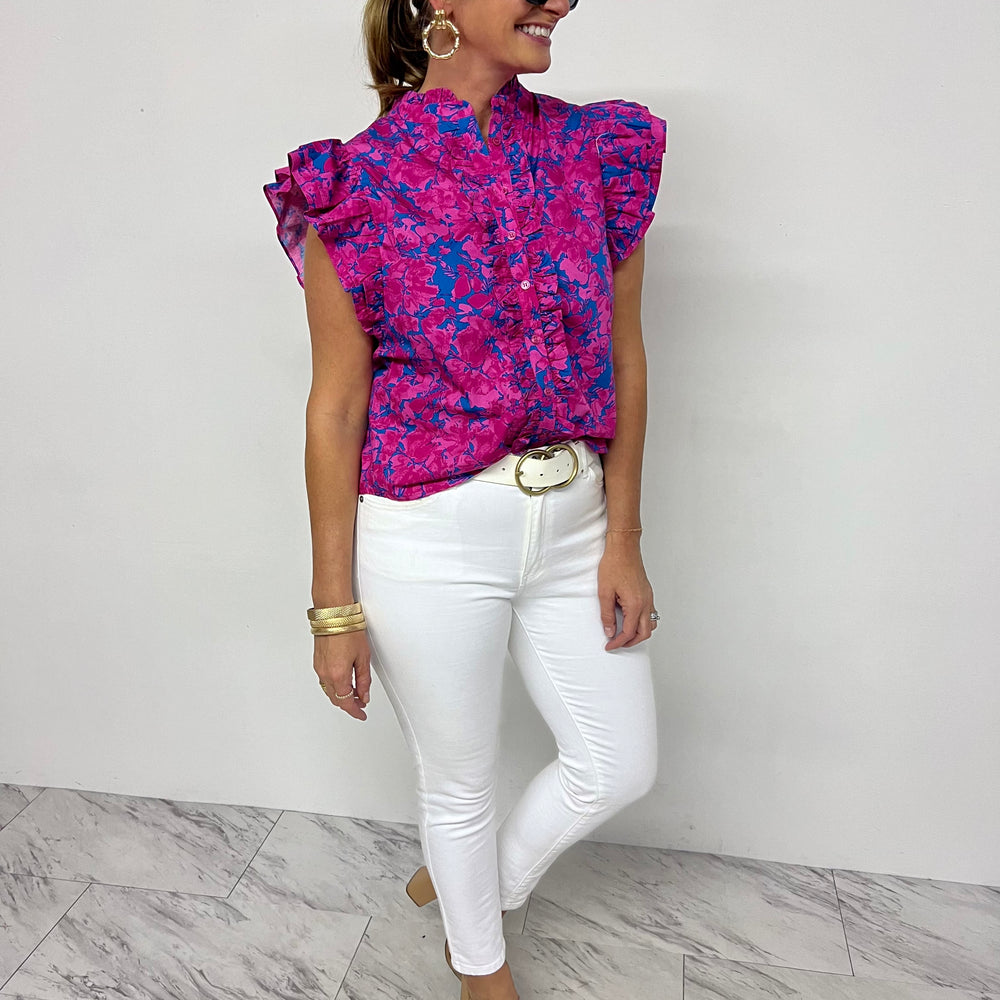 Lillian Print Ruffle Top - FINAL SALE