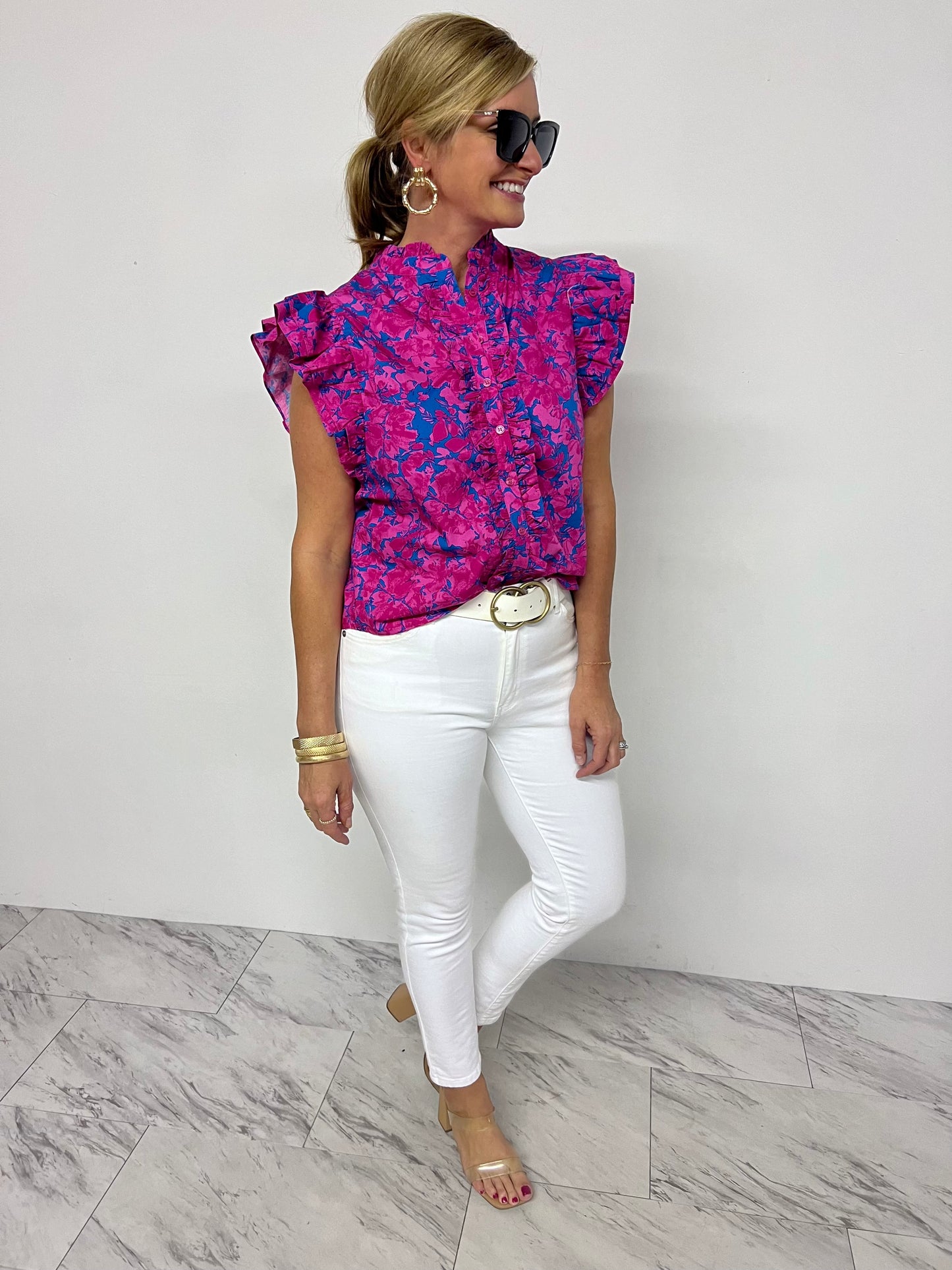 Lillian Print Ruffle Top - FINAL SALE