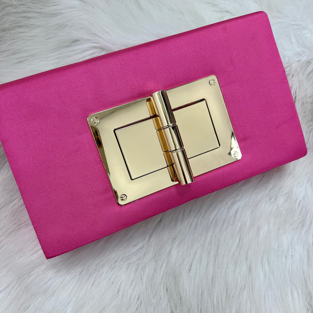 Layla Lock Pink Satin Clutch