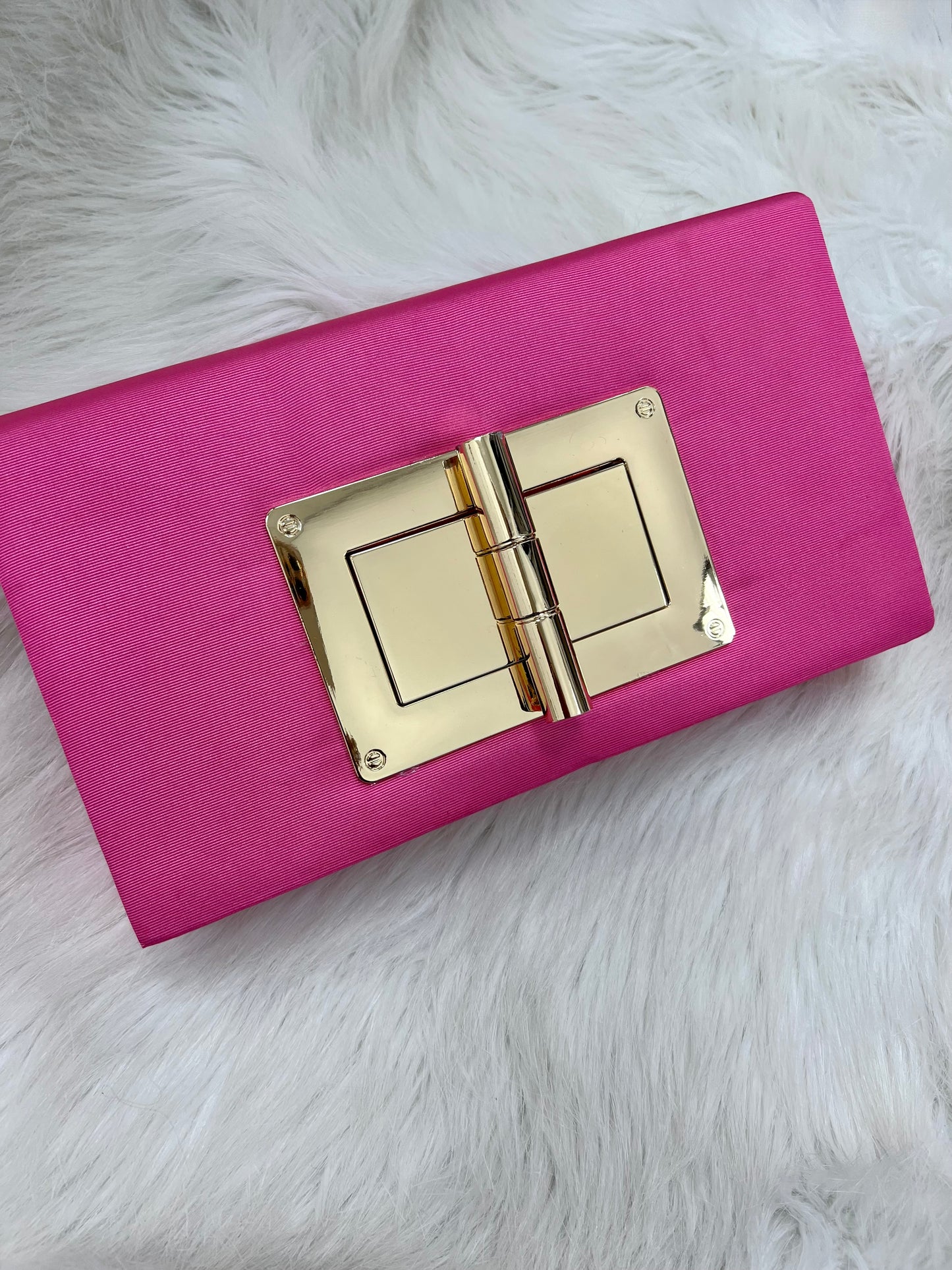 Layla Lock Pink Satin Clutch