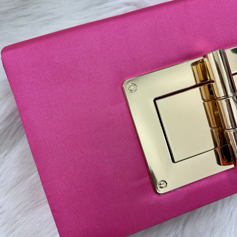 Layla Lock Pink Satin Clutch