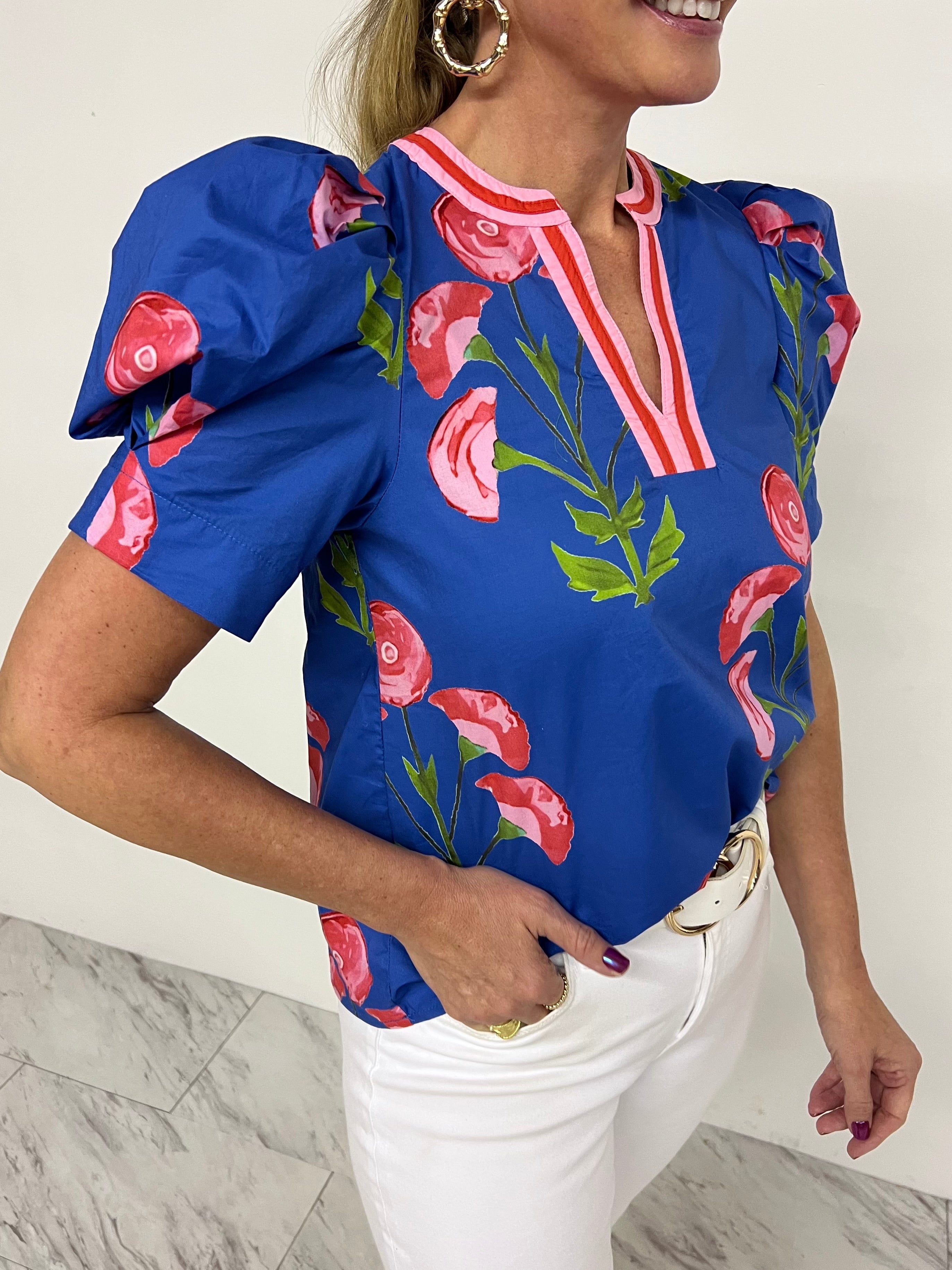 定番のお歳暮 Poppy Flower Puff Sleeve Top – shop chartreuse 小物