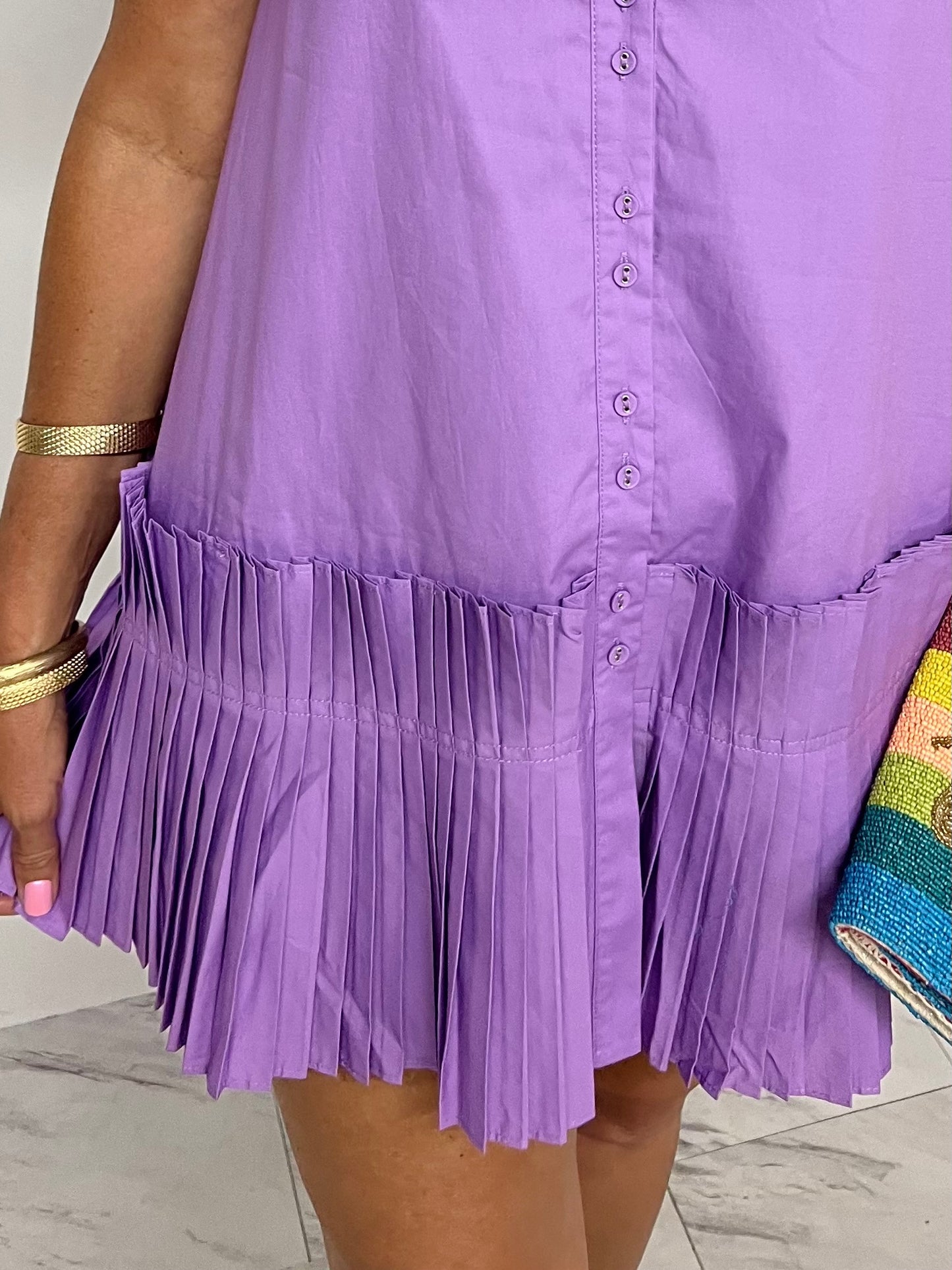 Chloe Purple Pleat Dress - FINAL SALE