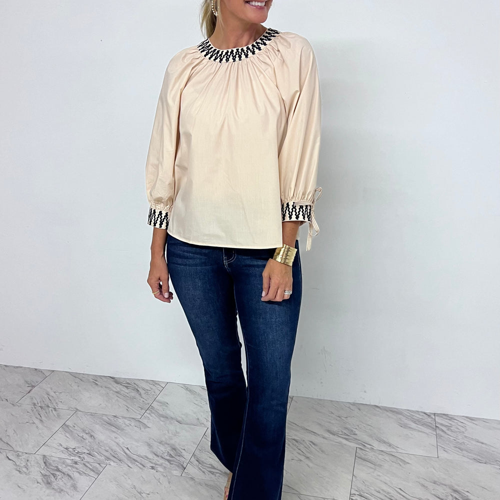 
                  
                    Surrie Tie Sleeve Top (Beige)
                  
                