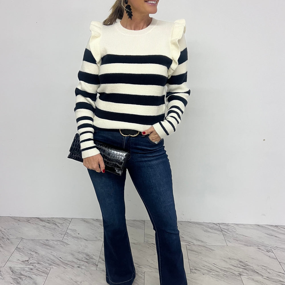 Effie Stripe + Ruffle Sweater- FINAL SALE