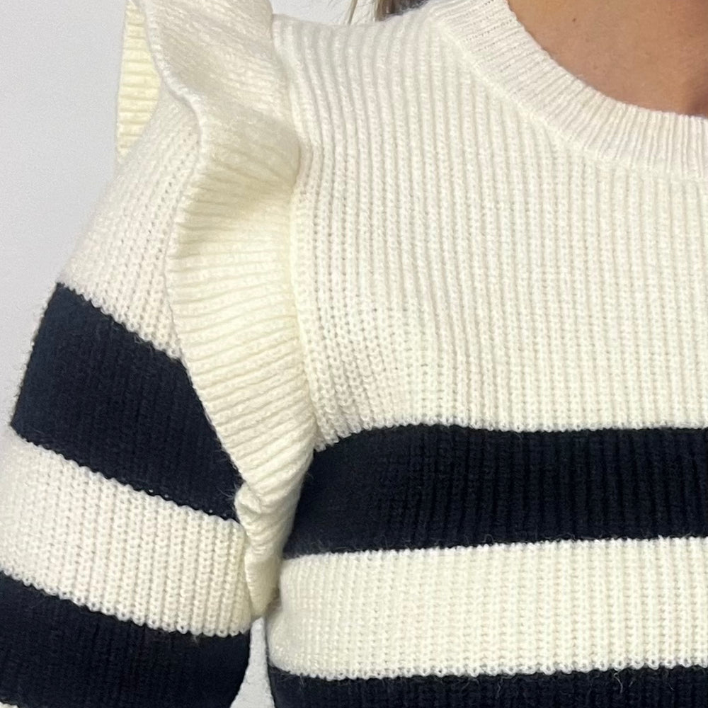 Effie Stripe + Ruffle Sweater- FINAL SALE