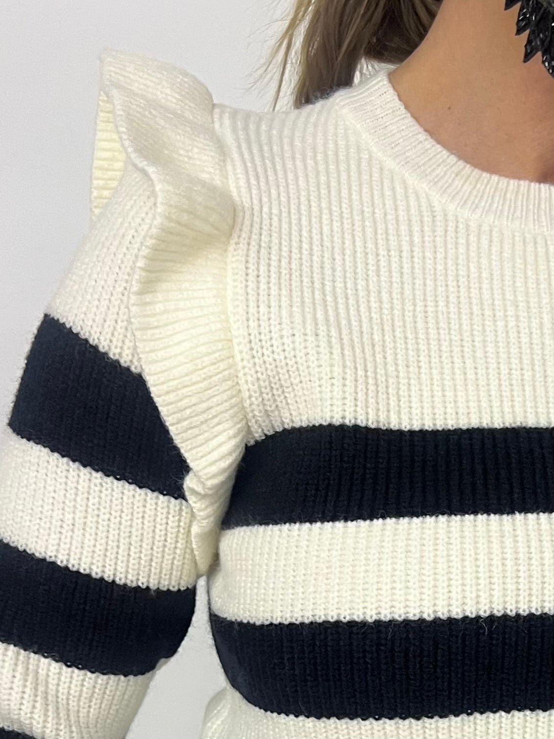 Effie Stripe + Ruffle Sweater- FINAL SALE