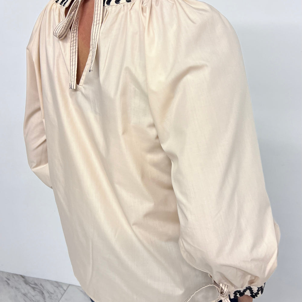 
                  
                    Surrie Tie Sleeve Top (Beige)
                  
                