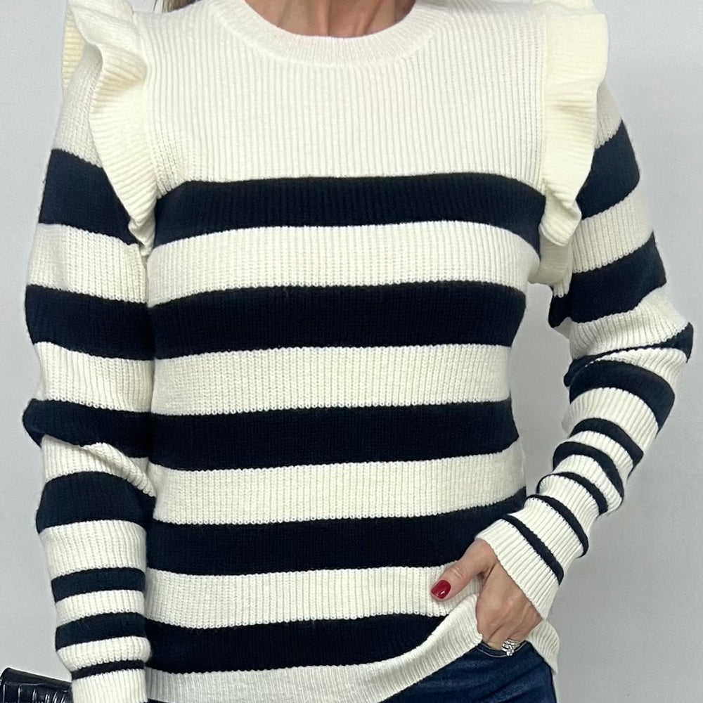 
                  
                    Effie Stripe + Ruffle Sweater
                  
                