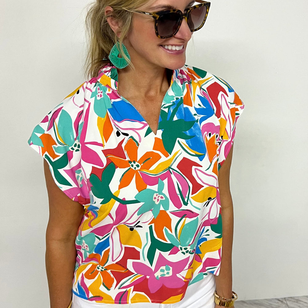 Bright Blooms Floral Top- FINAL SALE